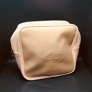 NWT. Kiehl's Beige Makeup/Cosmetic Bag/ Case.